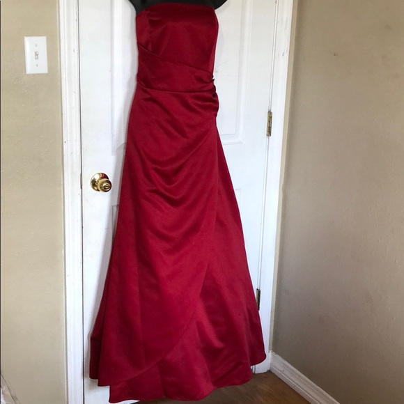 David’s Bridal Red silk Dress - Picture 1 of 8